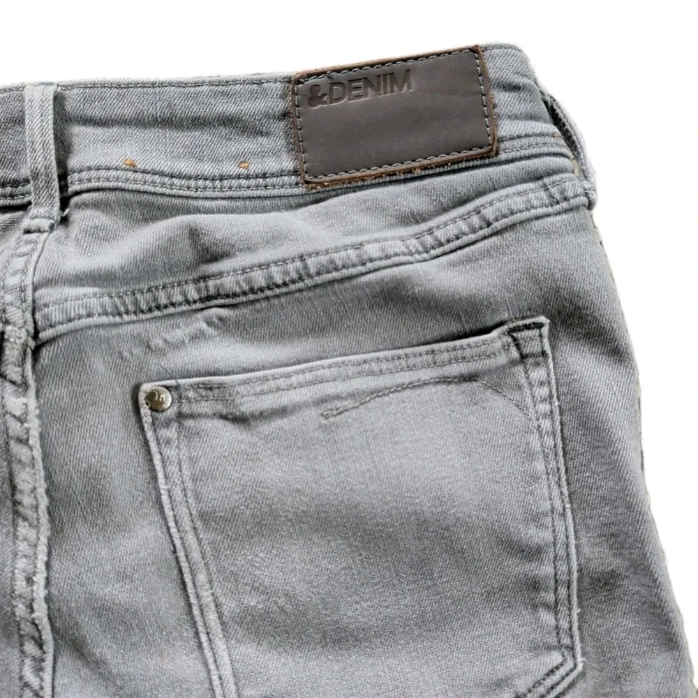 &Denim Skinny Cutoff Jorts Gray Distressed Long Shorts Y2K‎ Grunge Punk